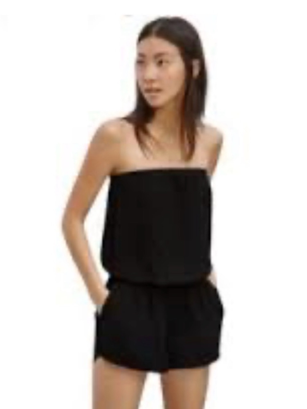Sunday Best by Aritzia Black Strapless Tube Romper with Pockets